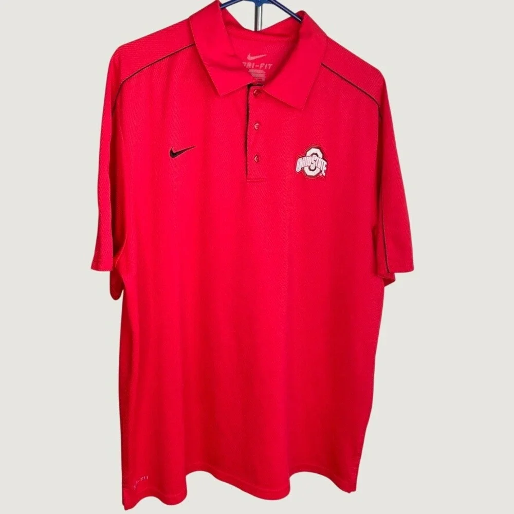 Nike Dri-FIT Ohio State Buckeyes Mens Red Short Sleeve Polo Shirt XL